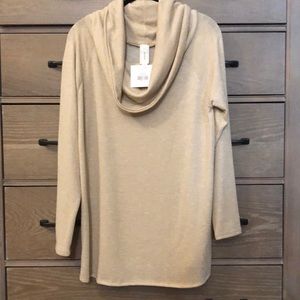 Shimmer Cowl Neck Top! It is gold with metallic gold threading throughout!